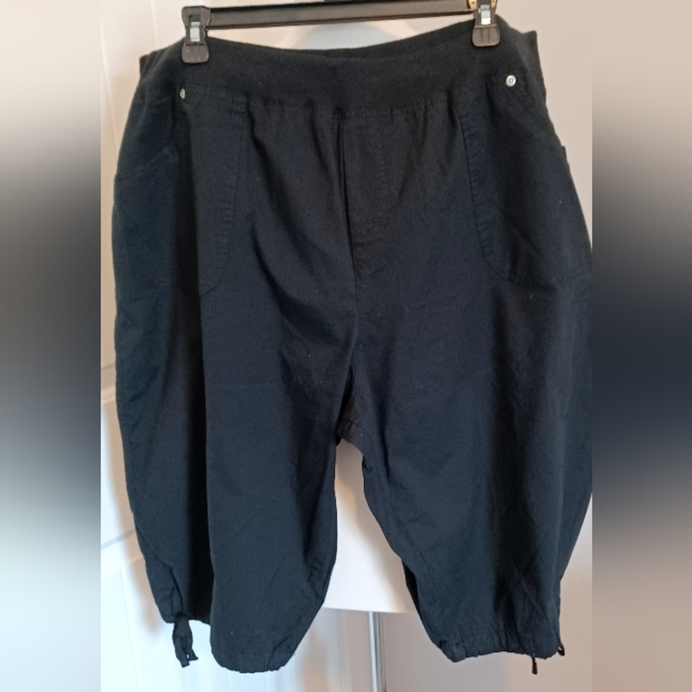 Zoey & Beth Capris Plus Black Casual Drawstring Sz 3X #0021